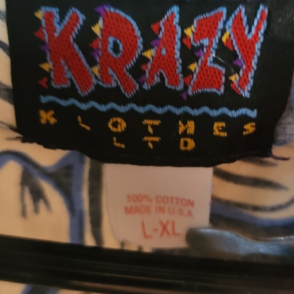 KRAZY KLOTHES Hawaiian Shirt Mens Extra Extra Large Bright Floral Blue White USA - Picture 3 of 4